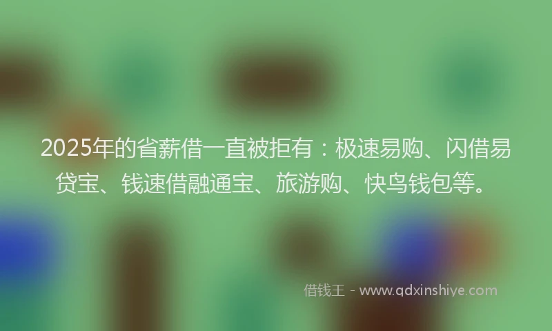 2025年的省薪借一直被拒有：极速易购、闪借易贷宝、钱速借融通宝、旅游购、快鸟钱包等。