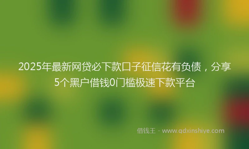 2025年最新网贷必下款口子征信花有负债，分享5个黑户借钱0门槛极速下款平台