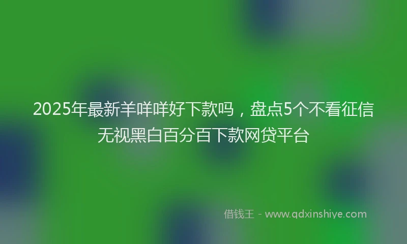 2025年最新羊咩咩好下款吗，盘点5个不看征信无视黑白百分百下款网贷平台