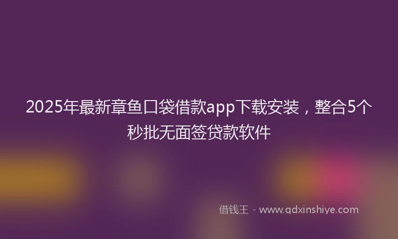 2025年最新章鱼口袋借款app下载安装，整合5个秒批无面签贷款软件