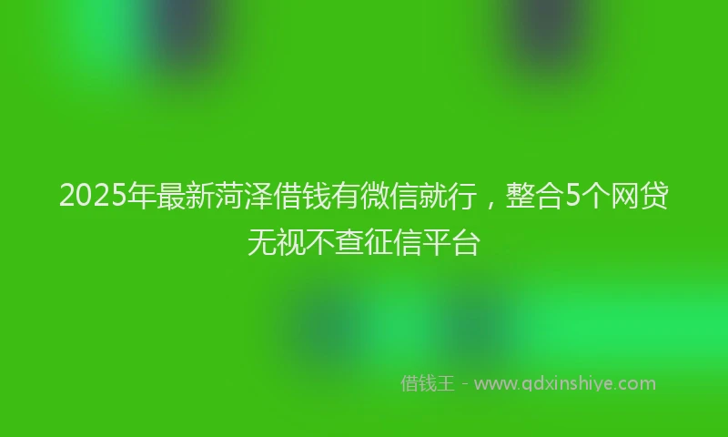 2025年最新菏泽借钱有微信就行，整合5个网贷无视不查征信平台