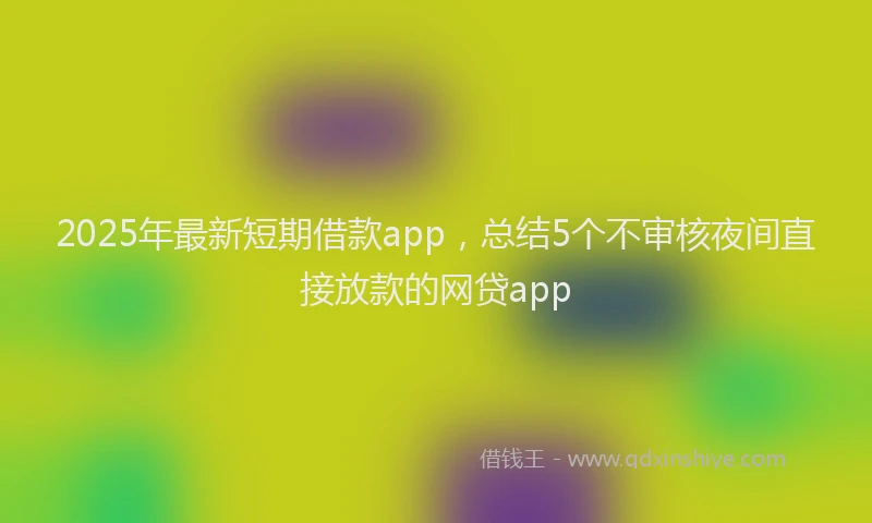 2025年最新短期借款app，总结5个不审核夜间直接放款的网贷app