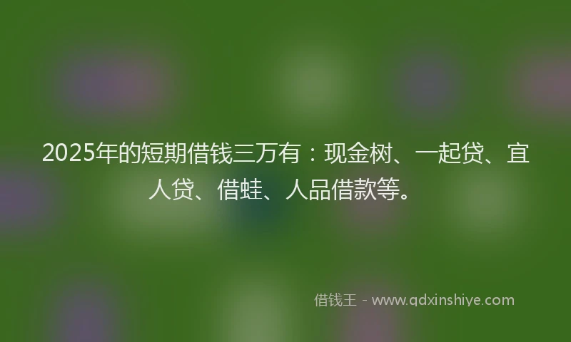 2025年的短期借钱三万有：现金树、一起贷、宜人贷、借蛙、人品借款等。