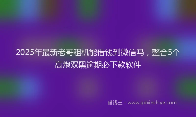 2025年最新老哥租机能借钱到微信吗，整合5个高炮双黑逾期必下款软件