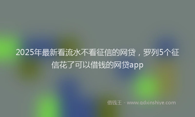 2025年最新看流水不看征信的网贷，罗列5个征信花了可以借钱的网贷app