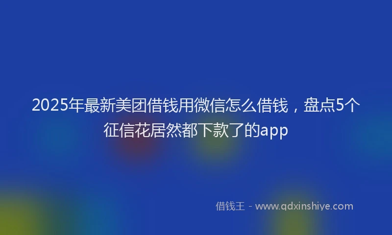 2025年最新美团借钱用微信怎么借钱，盘点5个征信花居然都下款了的app