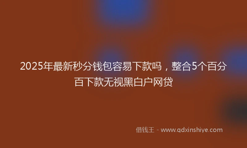 2025年最新秒分钱包容易下款吗，整合5个百分百下款无视黑白户网贷
