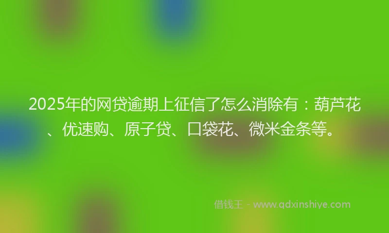 2025年的网贷逾期上征信了怎么消除有：葫芦花、优速购、原子贷、口袋花、微米金条等。