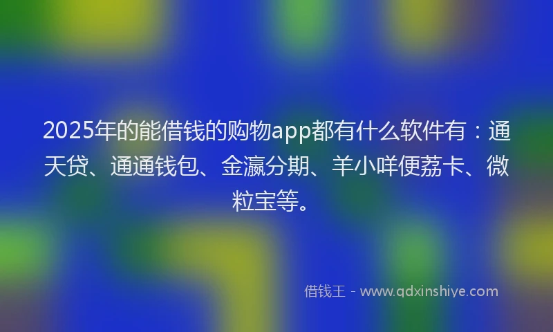 2025年的能借钱的购物app都有什么软件有：通天贷、通通钱包、金瀛分期、羊小咩便荔卡、微粒宝等。