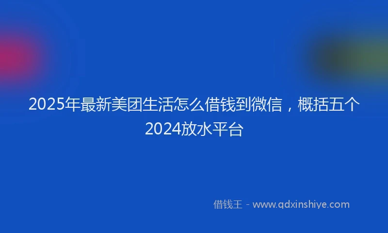 2025年最新美团生活怎么借钱到微信，概括五个2024放水平台