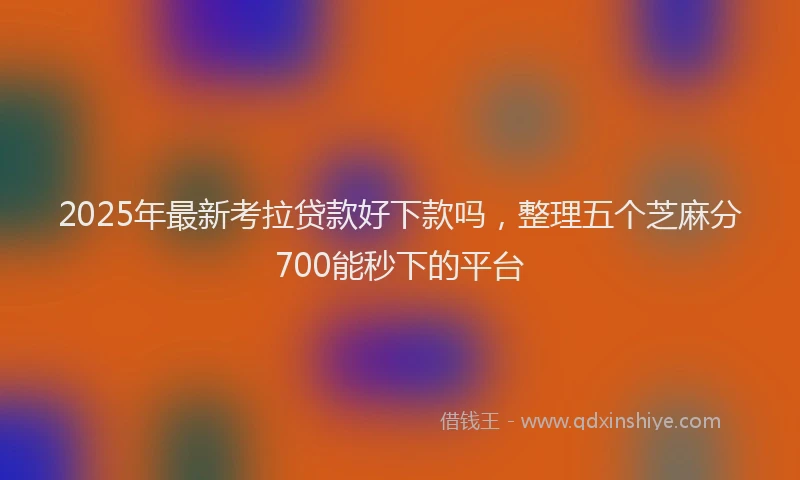 2025年最新考拉贷款好下款吗，整理五个芝麻分700能秒下的平台