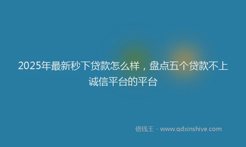 2025年最新秒下贷款怎么样，盘点五个贷款不上诚信平台的平台