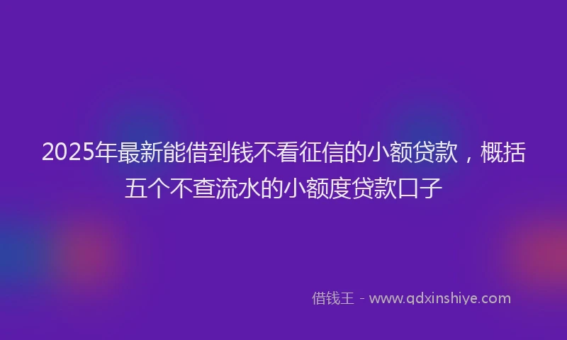 2025年最新能借到钱不看征信的小额贷款，概括五个不查流水的小额度贷款口子