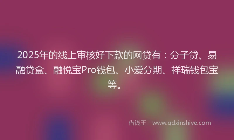 2025年的线上审核好下款的网贷有：分子贷、易融贷盒、融悦宝Pro钱包、小爱分期、祥瑞钱包宝等。