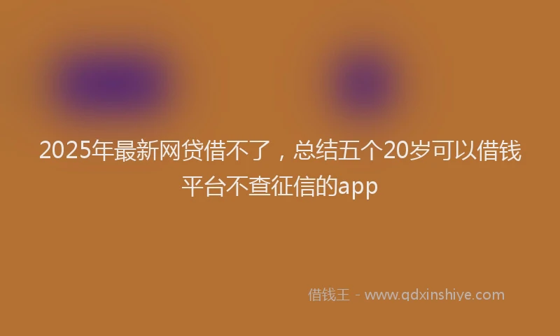 2025年最新网贷借不了，总结五个20岁可以借钱平台不查征信的app
