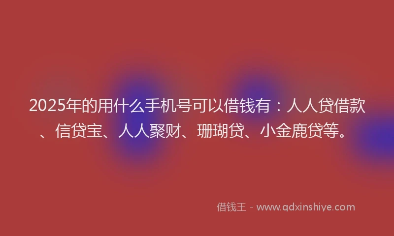 2025年的用什么手机号可以借钱有：人人贷借款、信贷宝、人人聚财、珊瑚贷、小金鹿贷等。