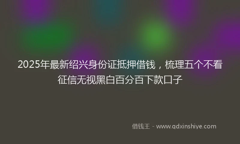 2025年最新绍兴身份证抵押借钱，梳理五个不看征信无视黑白百分百下款口子