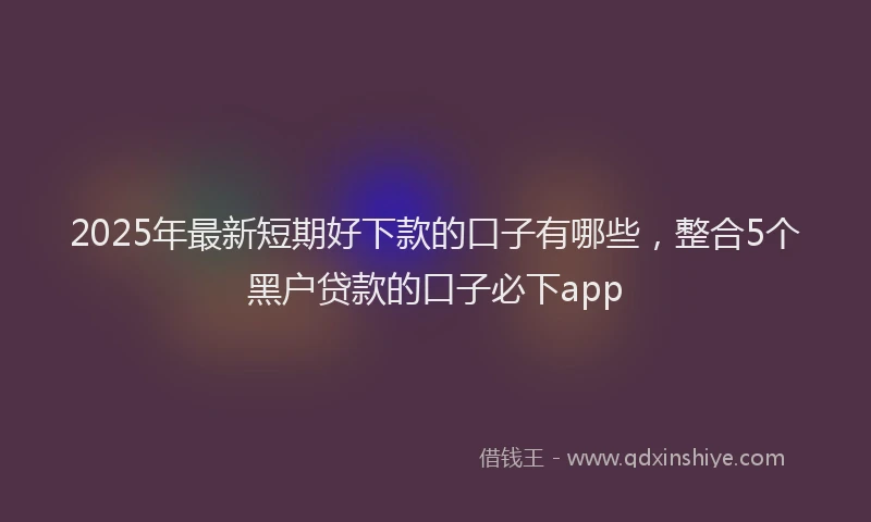2025年最新短期好下款的口子有哪些，整合5个黑户贷款的口子必下app