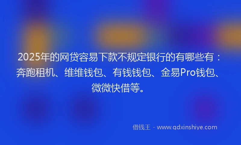 2025年的网贷容易下款不规定银行的有哪些有：奔跑租机、维维钱包、有钱钱包、金易Pro钱包、微微快借等。