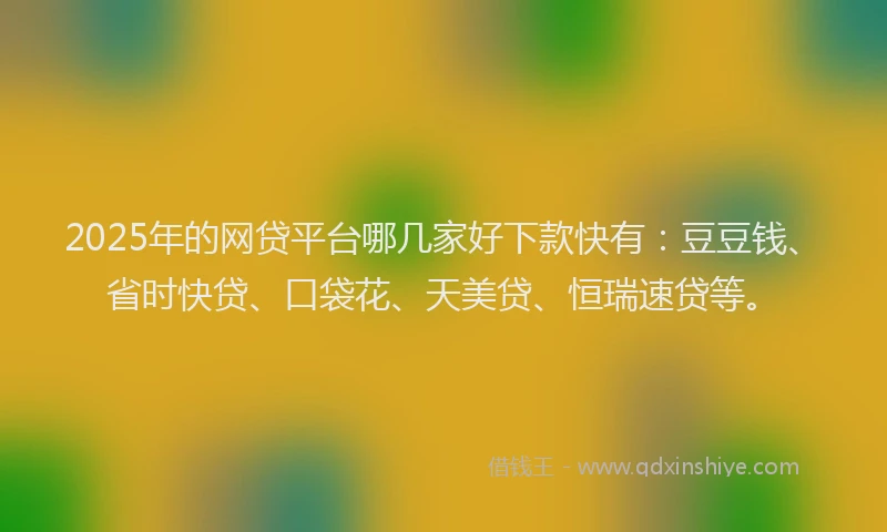 2025年的网贷平台哪几家好下款快有：豆豆钱、省时快贷、口袋花、天美贷、恒瑞速贷等。