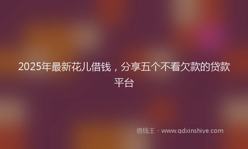 2025年最新花儿借钱，分享五个不看欠款的贷款平台