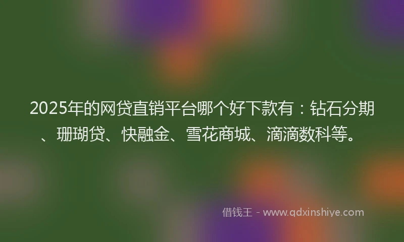 2025年的网贷直销平台哪个好下款有：钻石分期、珊瑚贷、快融金、雪花商城、滴滴数科等。