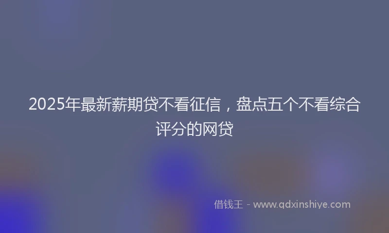 2025年最新薪期贷不看征信，盘点五个不看综合评分的网贷