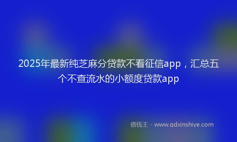 2025年最新纯芝麻分贷款不看征信app，汇总五个不查流水的小额度贷款app