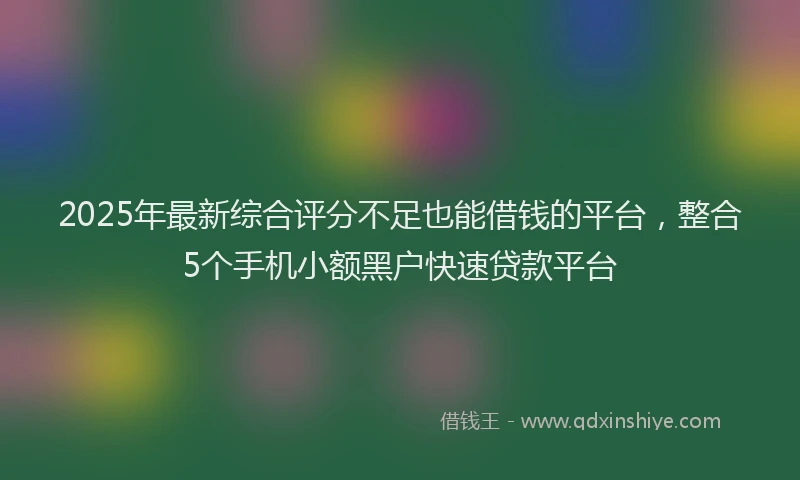 2025年最新综合评分不足也能借钱的平台，整合5个手机小额黑户快速贷款平台
