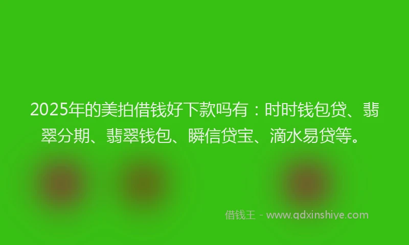 2025年的美拍借钱好下款吗有：时时钱包贷、翡翠分期、翡翠钱包、瞬信贷宝、滴水易贷等。