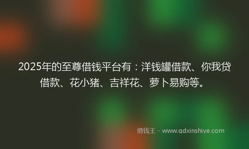 2025年的至尊借钱平台有：洋钱罐借款、你我贷借款、花小猪、吉祥花、萝卜易购等。