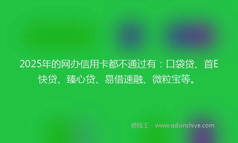 2025年的网办信用卡都不通过有：口袋贷、首E快贷、臻心贷、易借速融、微粒宝等。