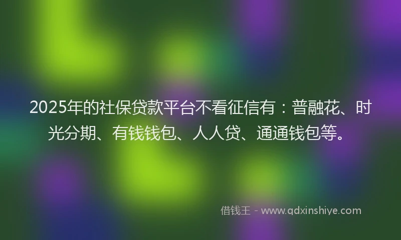 2025年的社保贷款平台不看征信有：普融花、时光分期、有钱钱包、人人贷、通通钱包等。