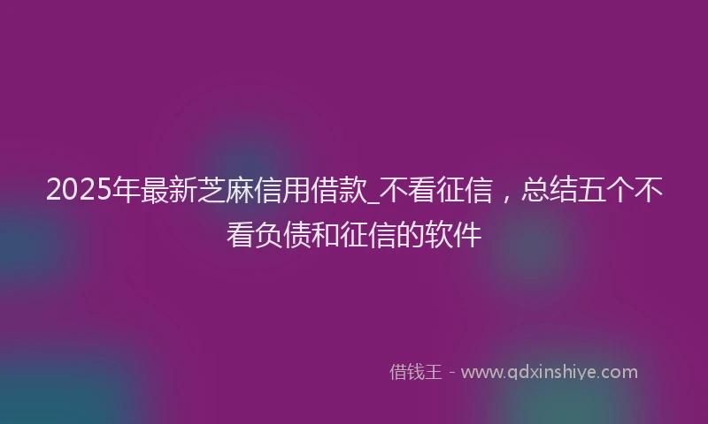 2025年最新芝麻信用借款_不看征信，总结五个不看负债和征信的软件