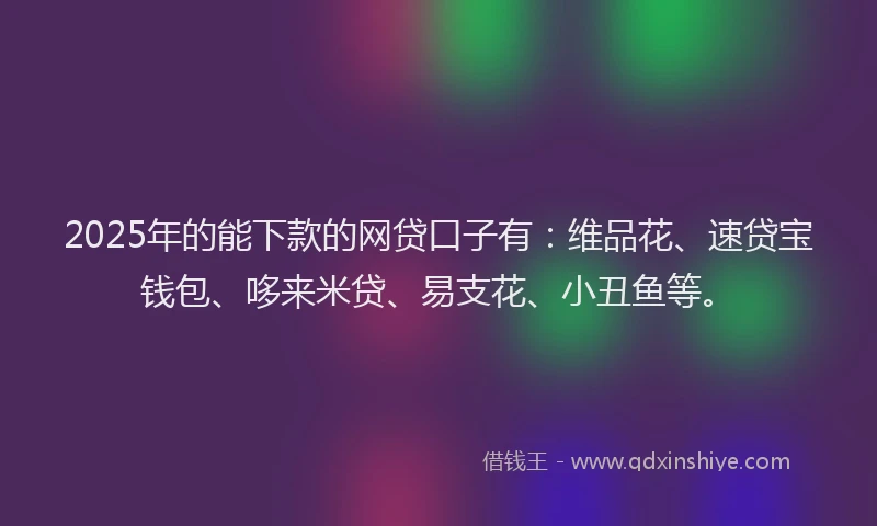 2025年的能下款的网贷口子有：维品花、速贷宝钱包、哆来米贷、易支花、小丑鱼等。
