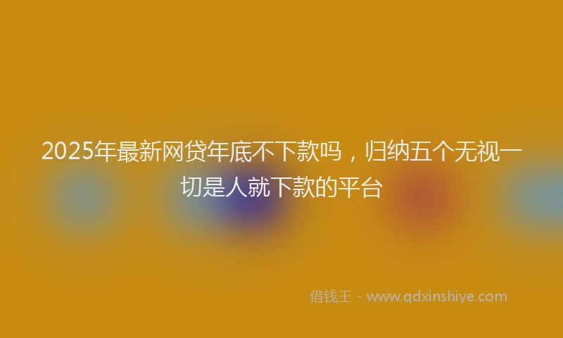 2025年最新网贷年底不下款吗，归纳五个无视一切是人就下款的平台