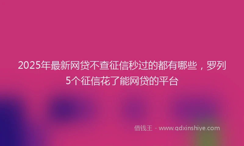 2025年最新网贷不查征信秒过的都有哪些，罗列5个征信花了能网贷的平台