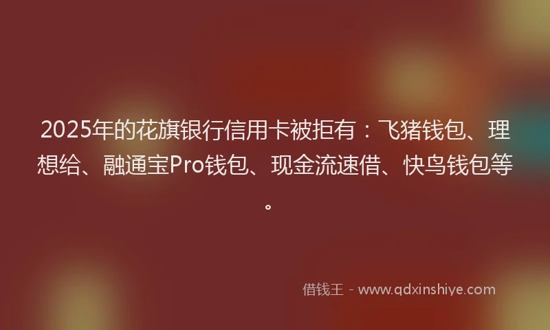 2025年的花旗银行信用卡被拒有：飞猪钱包、理想给、融通宝Pro钱包、现金流速借、快鸟钱包等。