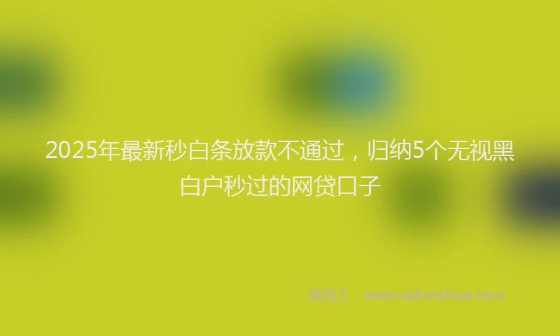 2025年最新秒白条放款不通过，归纳5个无视黑白户秒过的网贷口子