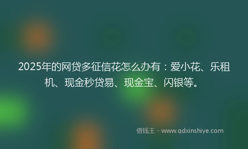 2025年的网贷多征信花怎么办有：爱小花、乐租机、现金秒贷易、现金宝、闪银等。