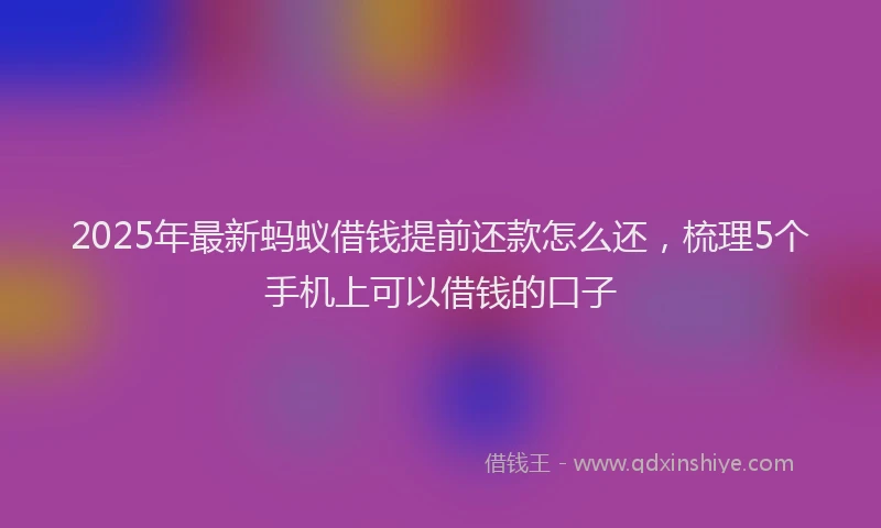 2025年最新蚂蚁借钱提前还款怎么还，梳理5个手机上可以借钱的口子