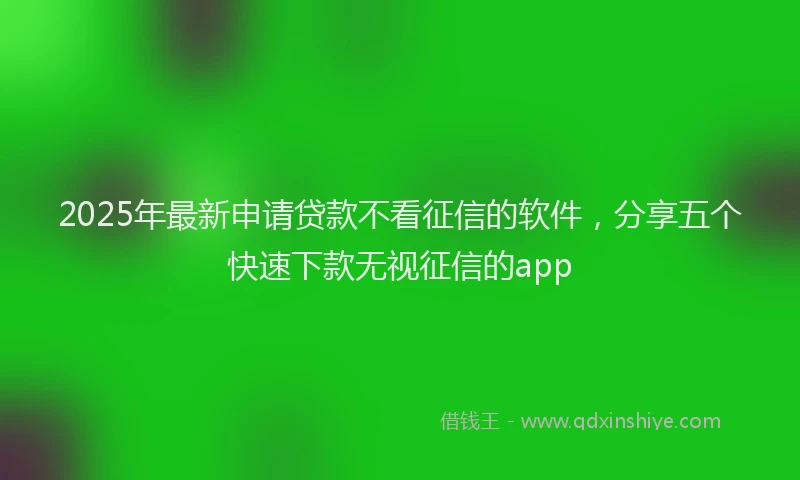 2025年最新申请贷款不看征信的软件，分享五个快速下款无视征信的app