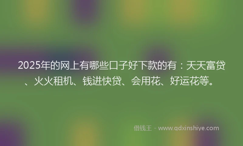 2025年的网上有哪些口子好下款的有：天天富贷、火火租机、钱进快贷、会用花、好运花等。