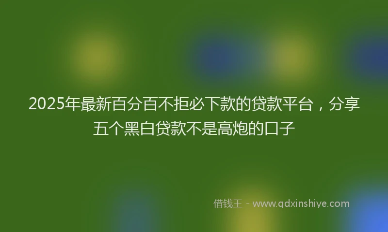 2025年最新百分百不拒必下款的贷款平台，分享五个黑白贷款不是高炮的口子