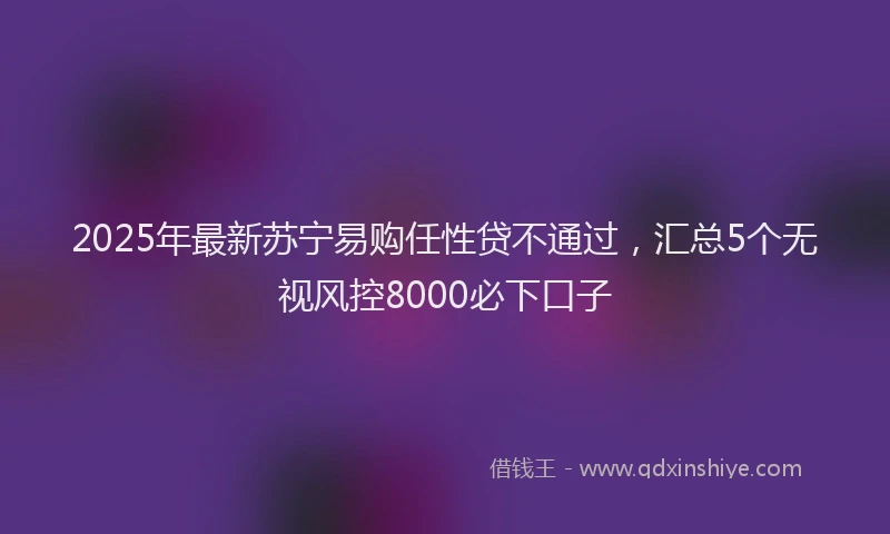 2025年最新苏宁易购任性贷不通过，汇总5个无视风控8000必下口子