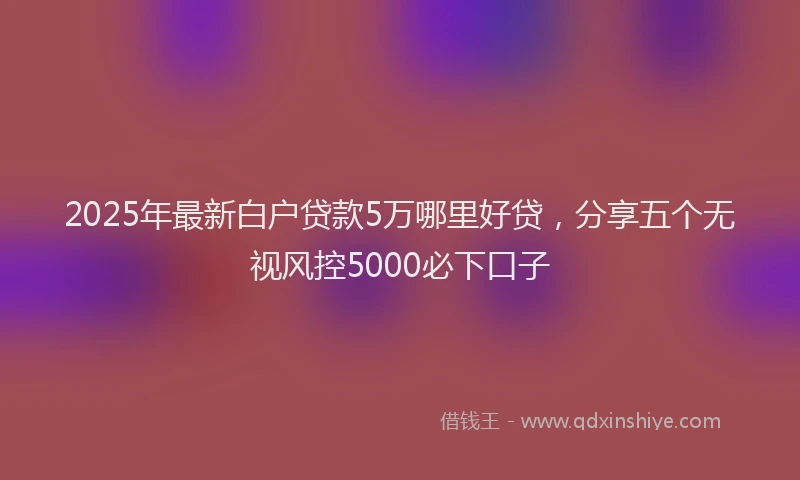 2025年最新白户贷款5万哪里好贷，分享五个无视风控5000必下口子