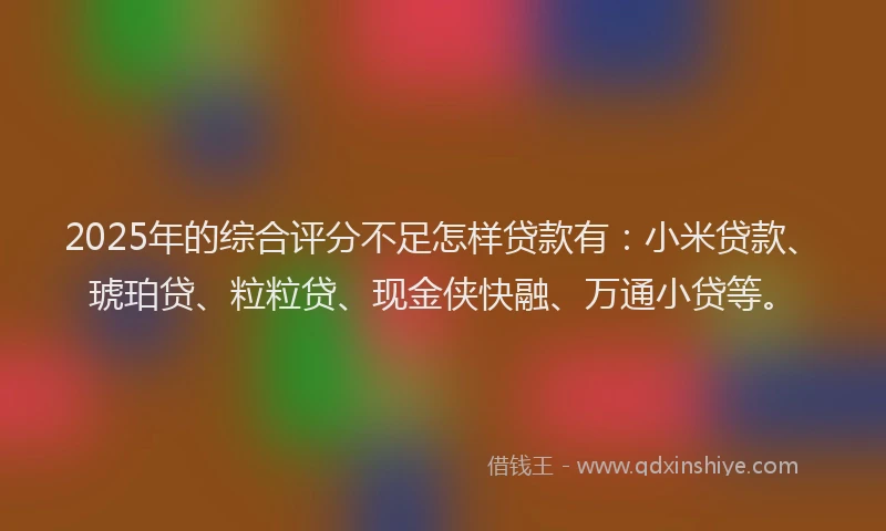 2025年的综合评分不足怎样贷款有：小米贷款、琥珀贷、粒粒贷、现金侠快融、万通小贷等。