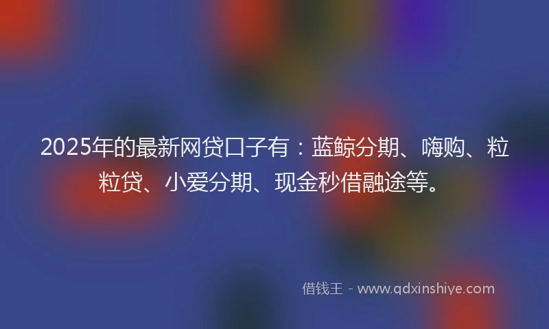 2025年的最新网贷口子有：蓝鲸分期、嗨购、粒粒贷、小爱分期、现金秒借融途等。