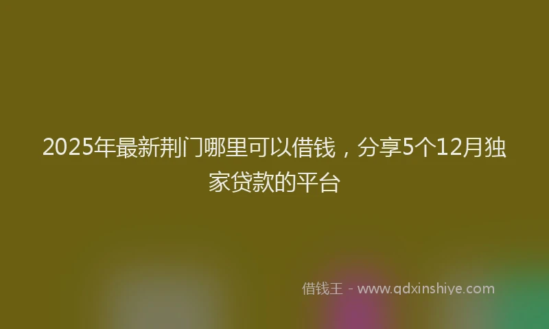 2025年最新荆门哪里可以借钱，分享5个12月独家贷款的平台