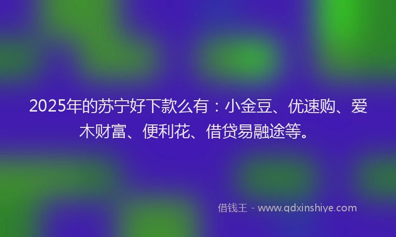 2025年的苏宁好下款么有：小金豆、优速购、爱木财富、便利花、借贷易融途等。